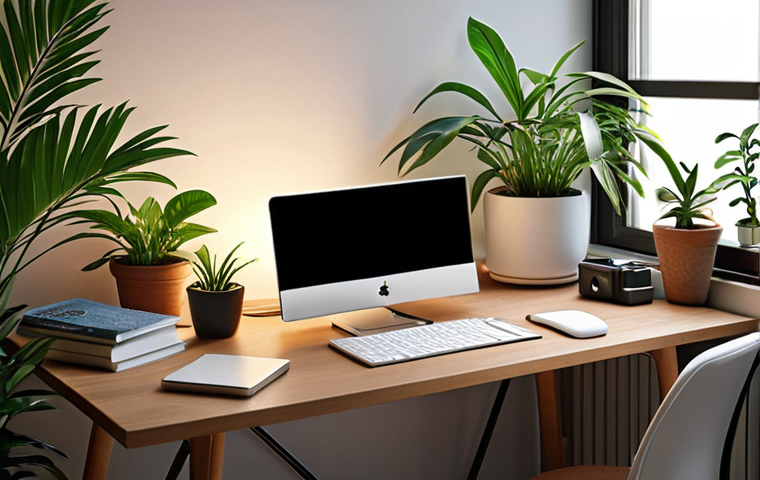 A quiet study space with a clean desk, soft lighting, plants, and a digital detox app notification on a smartphone.